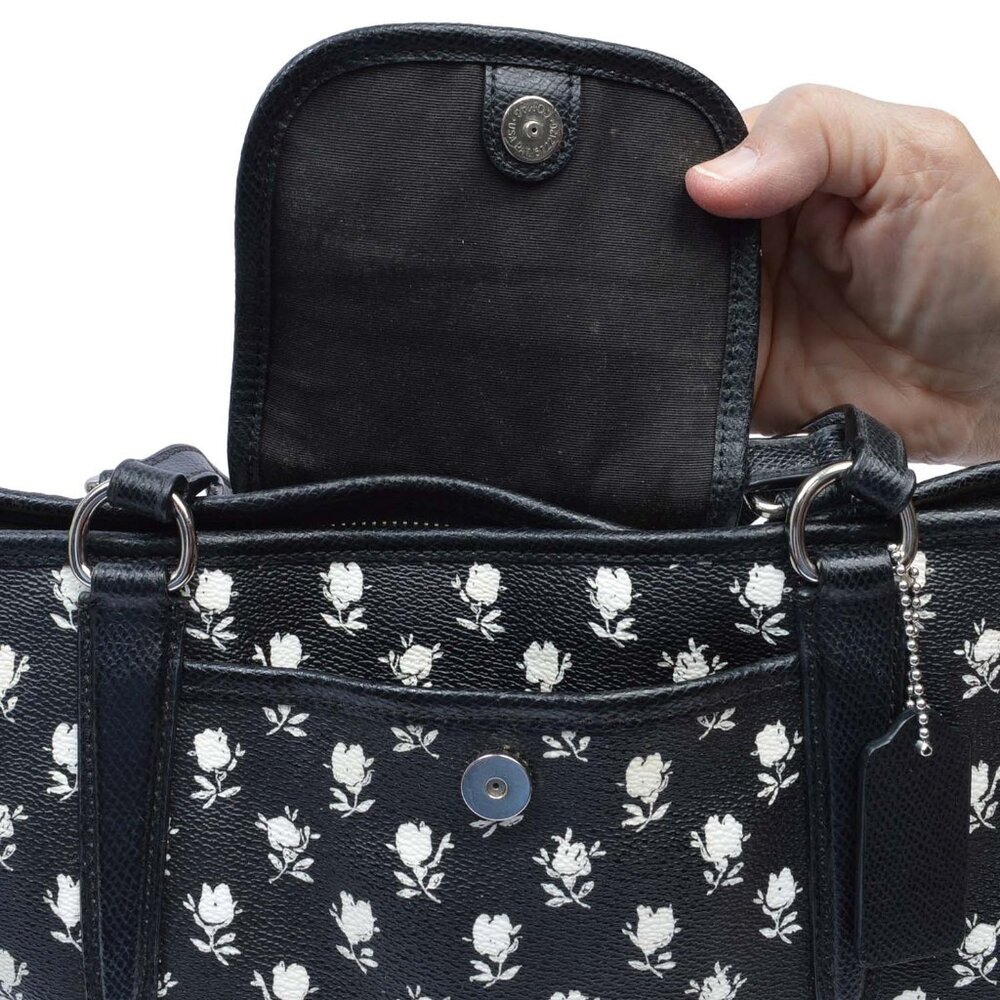 Coach Black and White Floral Tote - Picture 7 of 15